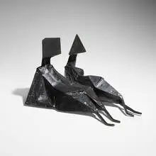 Maquette IV Two Reclining Figures by Lynn Chadwick, 1973, bronze, sold Sep 2023