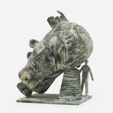 Bust by Mimmo Paladino, 1998, patinated bronze, sold Sep 2023