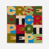 Coperte e scoperte (from the Arazzi series) by Alighiero Boetti, 1987, embroidery on linen, sold Sep 2023
