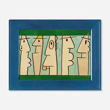 Thierry Noir, Bousculade à Checkpoint Charlie, 1990, mixed media on photo paper over cardboard in artist's frame