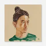 Richard Streitmatter-Tran, Cascade Green (from the Quiet Mannerisms series), 2022, watercolor, gouache, graphite on canvas, cold-wax medium