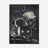 Claes Oldenburg, M. Mouse (with) 1 Ear (equals) Tea Bag Blackboard Version (from the New York Collection for Stockholm portfolio), 1973, lithograph and screenprint, hand-dusted with chalk
