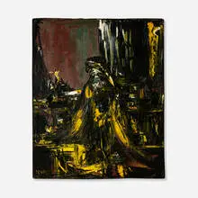 Joachim (Jack) Probst, Motif (black and gold), 1966, acrylic on canvas