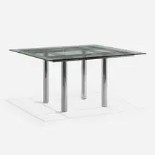 Tobia Scarpa, André table, model 56-337, 1967, chrome-plated steel, glass