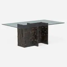Adrian Pearsall, Dining table, c. 1970, bronzed resin over wood, glass