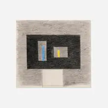 Abstract Composition by Burgoyne Diller, graphite and colored pencil on paper, sold Jul 2023