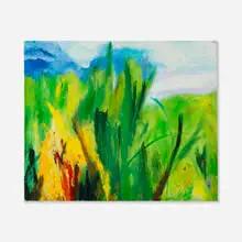 Abstract Landscape by Vivian de Pinna, oil on canvas, sold Jul 2023