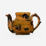 Teapot by George E. Ohr, 1895-96, glazed earthenware, sold Jul 2023