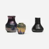 Pewabic Pottery, Collection of three cabinet vases