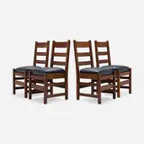 Chairs model 800, set of four by L. & J.G. Stickley and Gustav Stickley, 1906-18, oak, leather, sold Jun 2026