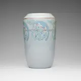 Vase with parrots and tree by Arthur Baggs and Sarah Tutt for Marblehead Pottery, sold Mar 2026
