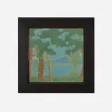 Rookwood Faience, Scenic architectural tile with lake landscape, c. 1915, glazed earthenware