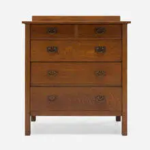 Gustav Stickley, Chest of drawers, model 901, c. 1910, oak, copper