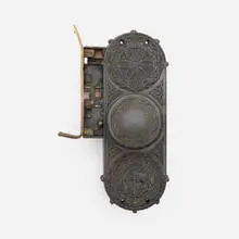 Door knobs and back plates from the Chicago Stock Exchange Building by Dankmar Adler and Louis Sullivan, c. 1893, Bower-Barff-finished cast iron, sold Mar 2026