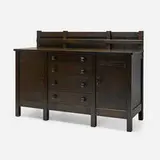 Early eight-leg sideboard, model 961 by Gustav Stickley, c. 1902, oak, copper, sold Mar 2026