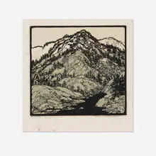 In Ermine by Frances Gearhart, c. 1930, woodcut in colors, sold Mar 2026