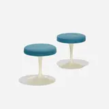 Tulip stools, pair by Eero Saarinen, 1958, enameled aluminum, upholstery, sold Sep 2017