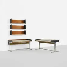 Action Office suite by George Nelson & Associates, 1960, cast aluminum, walnut, laminate, lacquered wood, sold Sep 2017