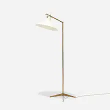 Early floor lamp by Paul McCobb, c. 1954, brass, enameled aluminum, sold Sep 2017