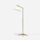 Paul McCobb, Early floor lamp, c. 1954, brass, enameled aluminum