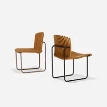 Prototype and Production Prototype Ricardo chairs by Richard Schultz, c. 1987, birch, steel, enameled steel, sold Sep 2017