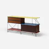 Chicago Bauhaus, cabinet, c. 1955, laminate, masonite, enameled steel, walnut, aluminum