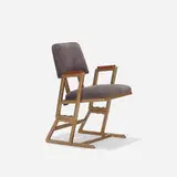 Frank Lloyd Wright, chair from the Kalita Humphreys Theater, Dallas, 1955, enameled steel, upholstery, stained maple