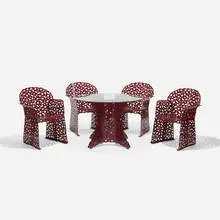 Topiary dining set by Richard Schultz, c. 2007, powder-coated aluminum, glass, sold Sep 2017