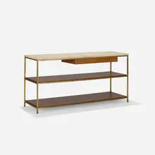 Paul McCobb, Irwin Collection console, model C9315, c. 1958, travertine, mahogany, brass