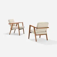 armchairs model 49, pair by Franco Albini, c. 1952, upholstery, stained birch, sold Sep 2017