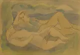 Philip Meninsky, Untitled, Philip Meninsky (1919-2007) Couple reclining pencil and watercolour 17 x 24cm .