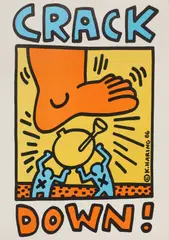 Untitled by Keith Haring, 1986 lithograph in colours on wove sheet 55.5 x 43.4cm, sold Nov 2020