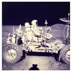 Michael Light, David Scott Drives the First Lunar Rover; Note Aerial Navigation Photos, #70, 1999, Chromogenic print; signed