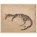 Chat endormi (Sleeping Cat), from Les Chats (The Cats) (Buisson 29.102) by Léonard-Tsuguharu Foujita, 1929, Etching with aquatint in colors on chine collé with parchment support, sold Jul 2026