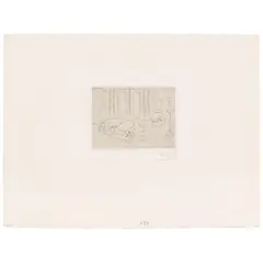 Henri Matisse, Figure endormie dans un intérieur (Interior with Sleeping Figure) (Duthuit 180), 1929, Etching on chine appliqué with Arches support