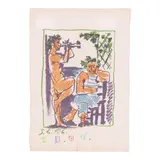 Pablo Picasso, Faune et marin (Bloch 800), 1956, Lithograph in colors on wove paper with additional hand-coloring