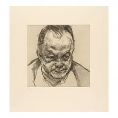 Head of Bruce Bernard (Treves 35, Hartley 26) by Lucian Freud, 1985, Etching on Arches paper, sold Jul 2026