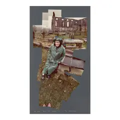 David Hockney, My Mother at Bolton Abbey, Yorkshire, 1982, Photographic collage in colors mounted to board