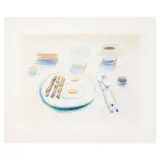 Wayne Thiebaud, Breakfast, 1995, Drypoint in colors on wove paper