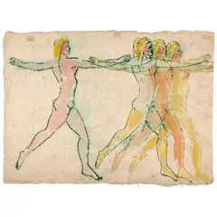 Nancy Spero, Untitled, circa 1985, gouache and hand-printing on paper
