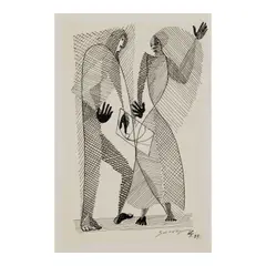 Léopold Survage, Couple au cadran solaire, 1959, pen and ink on paper