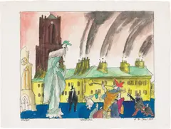 KARNAVAL by Lyonel Feininger, 1915, Aquarell und Tuschfeder auf Bütten, sold Jun 2023