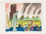 Lyonel Feininger, KARNAVAL, 1915, Aquarell und Tuschfeder auf Bütten
