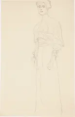 Gustav Klimt, Stehend nach links“ (Studie zum Bildnis von Margaret Stonborough-Wittgenstein), 1904, Bleistift auf Papier