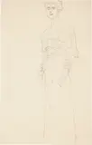 Stehend nach links“ (Studie zum Bildnis von Margaret Stonborough-Wittgenstein) by Gustav Klimt, 1904, Bleistift auf Papier, sold Dec 2021