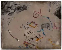 Ohne Titel by Sigmar Polke, 1982, Eiweißlasurfarbe auf Silbergelatineabzug, sold Jun 2018