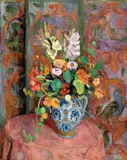 Hans Purrmann, Gladiolen und Kapuzinerkresse in Henkelvase