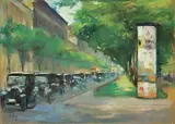 Lesser Ury, Unter den Linden, Um 1925, Pastell auf Pappe