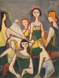 Mannequins by Karl Hofer, 1955, Öl auf Leinwand, sold Nov 2009