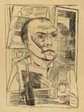 Max Beckmann, Selbst im Hotel, 1922, Lithographie auf imitiertem Japan